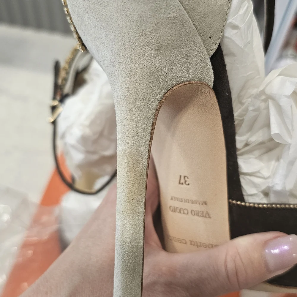 Roberto Cavalli Women’s Brown and Cream Embellished Suede Heels - Picture 11 of 16